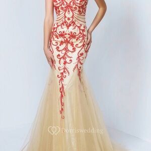 Dancing Queen Red and Cream Prom Dress